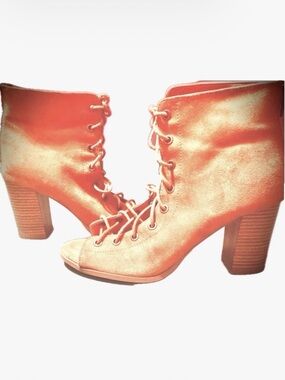 Cute Suede Sexy Open Lace Front Boots Size 8.5
